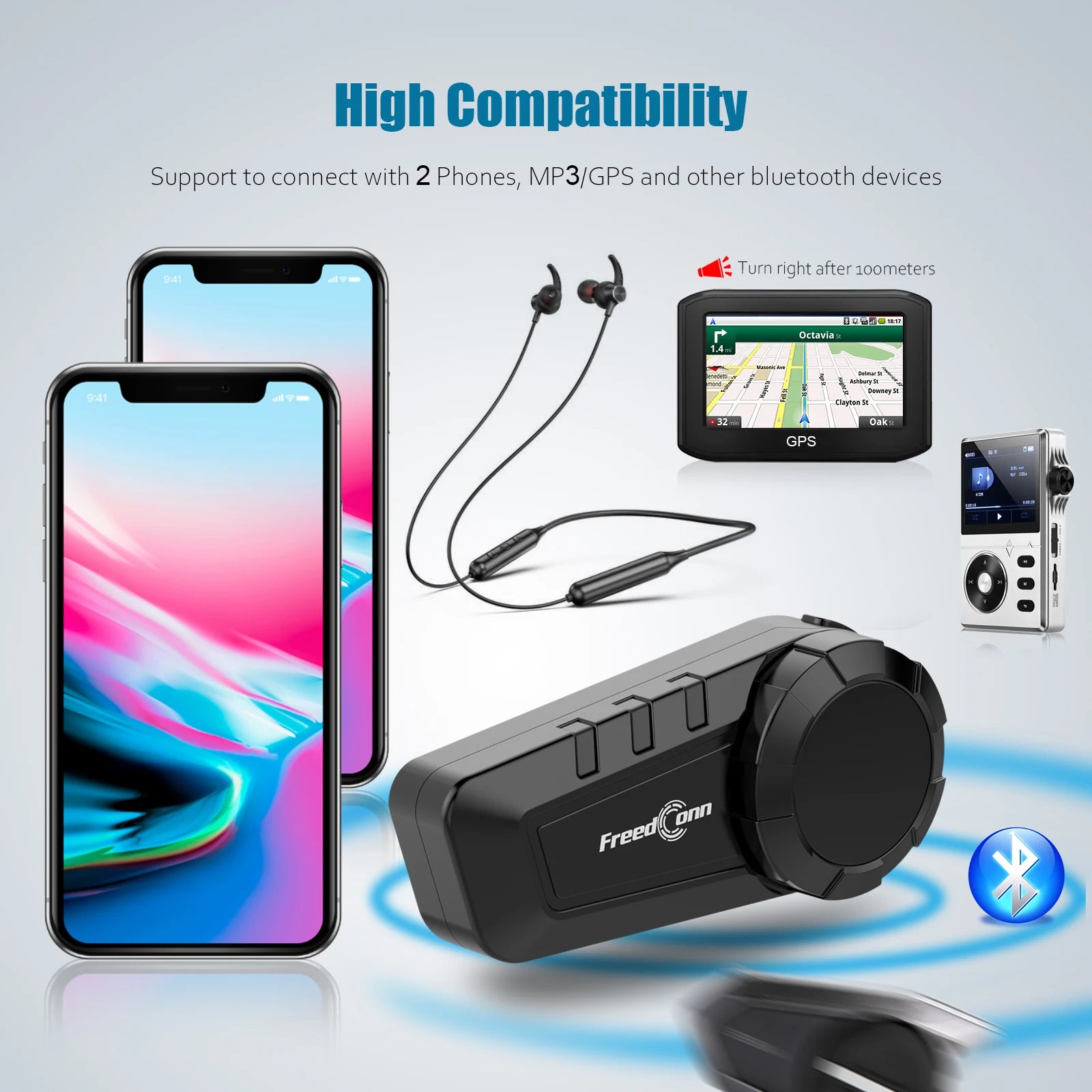 Freedconn KY Pro Motorcycle Intercom Bluetooth Helmet Headset Motorbike 6 Riders 1000M Moto Group Waterproof Interphone