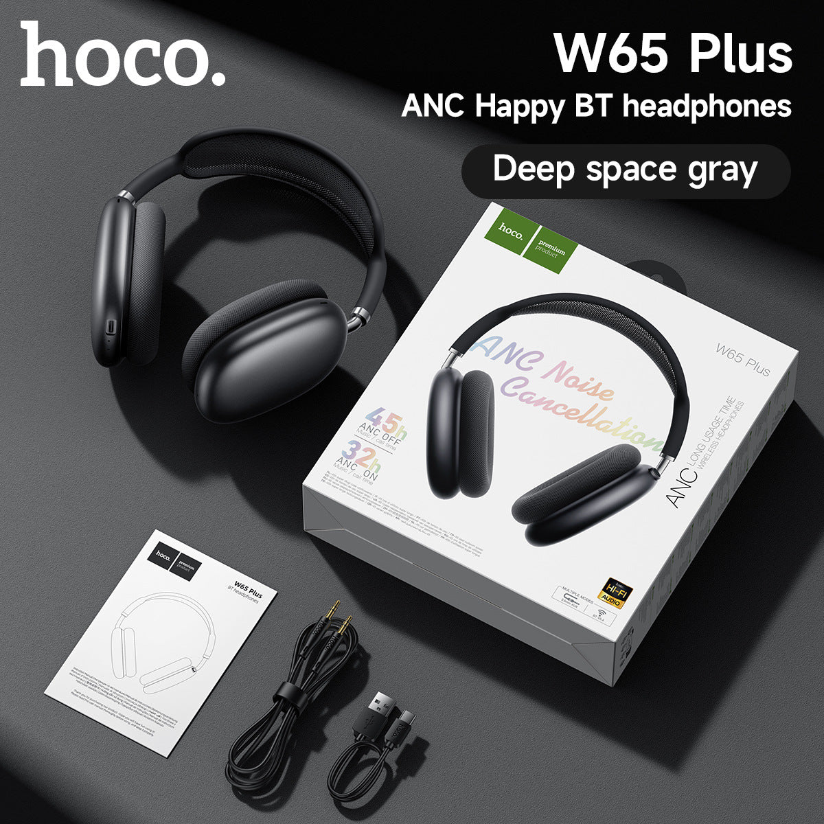 Borofone Bo35 Plus Head-Mounted Anc Noise-Cancelling Wireless Bluetooth Headphones Air Pods Over-Ear Max