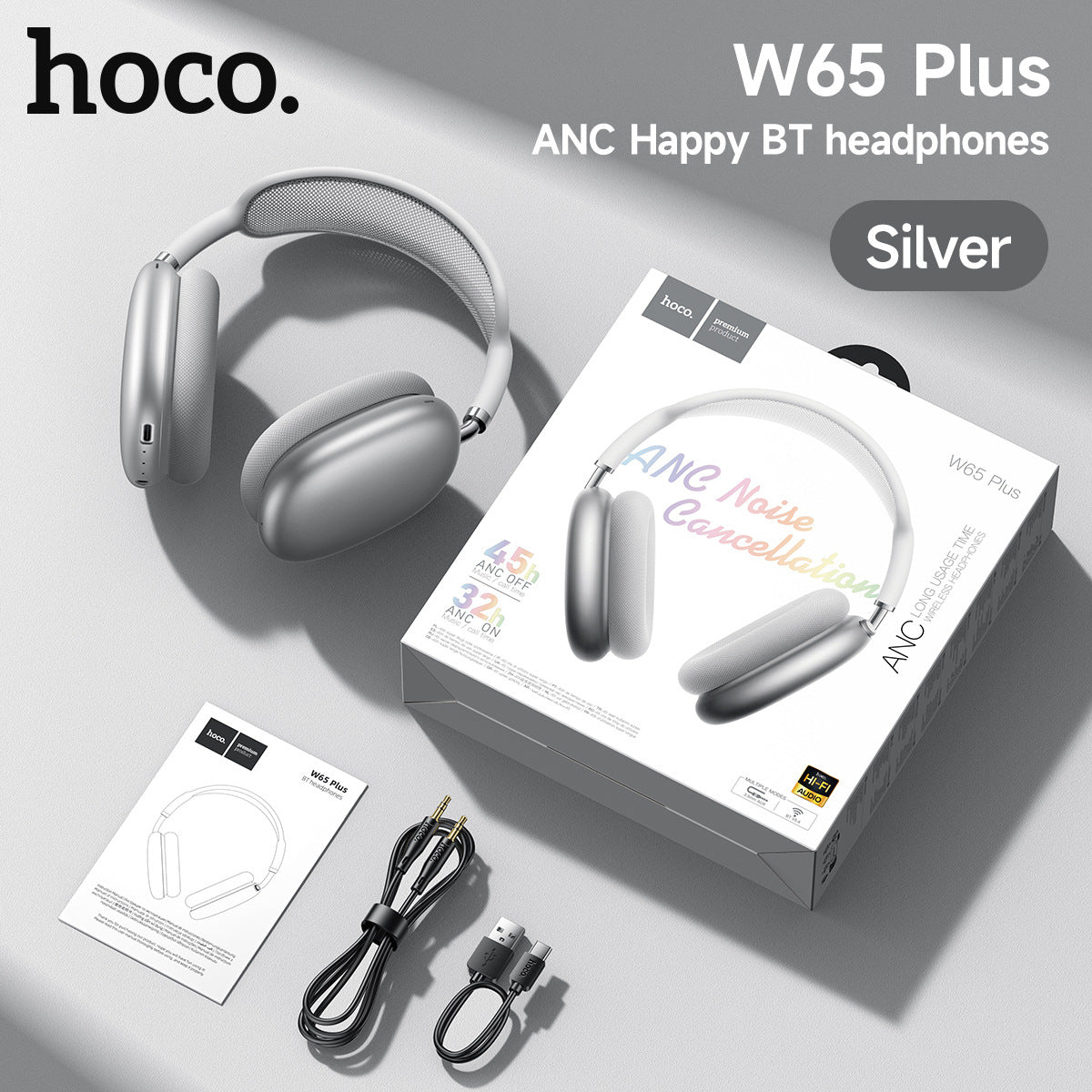Borofone Bo35 Plus Head-Mounted Anc Noise-Cancelling Wireless Bluetooth Headphones Air Pods Over-Ear Max