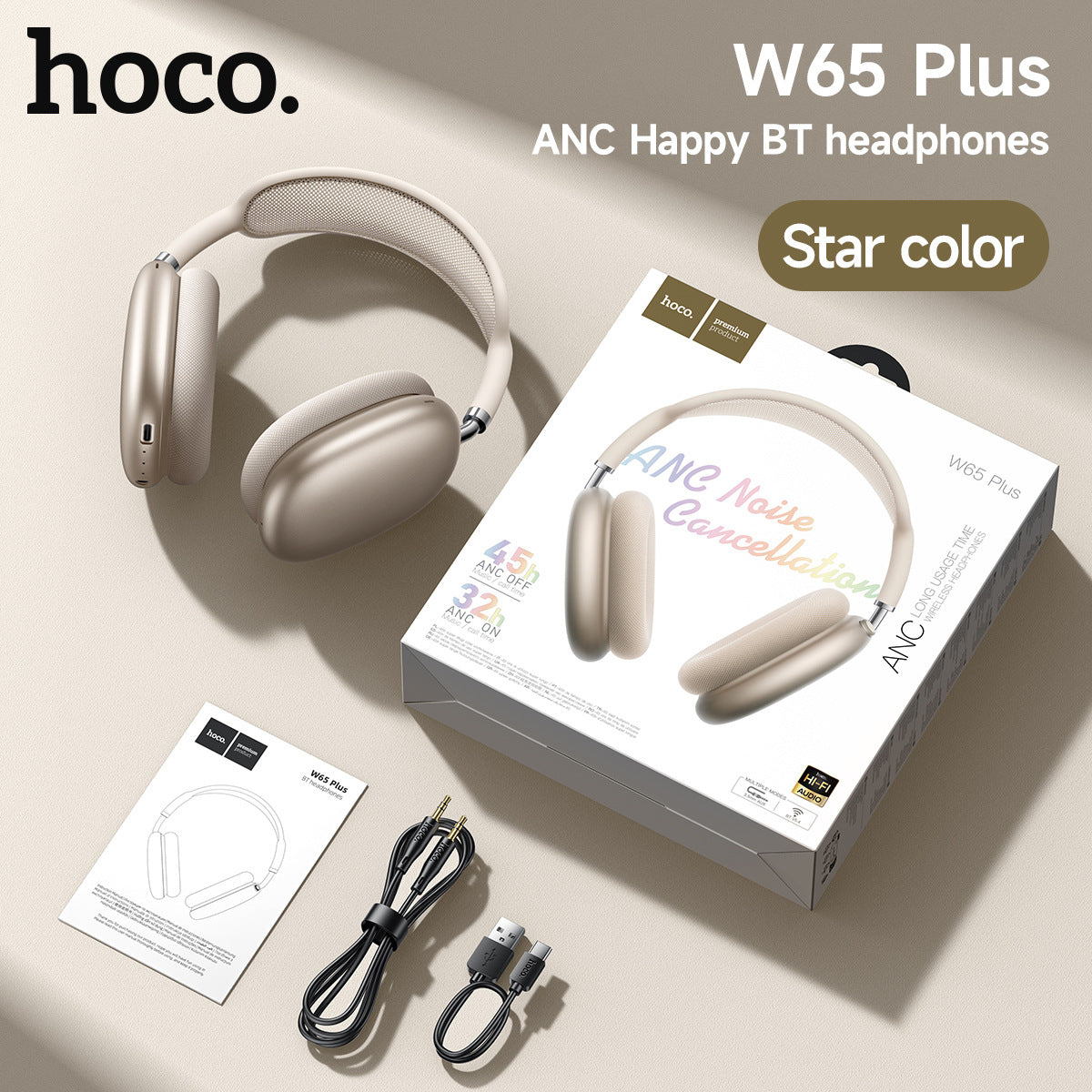 Borofone Bo35 Plus Head-Mounted Anc Noise-Cancelling Wireless Bluetooth Headphones Air Pods Over-Ear Max