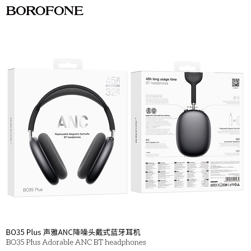 Borofone Bo35 Plus Head-Mounted Anc Noise-Cancelling Wireless Bluetooth Headphones Air Pods Over-Ear Max