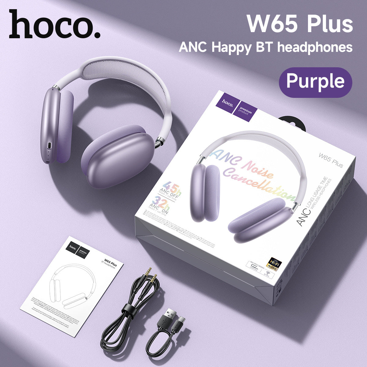 Borofone Bo35 Plus Head-Mounted Anc Noise-Cancelling Wireless Bluetooth Headphones Air Pods Over-Ear Max