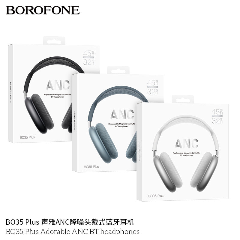 Borofone Bo35 Plus Head-Mounted Anc Noise-Cancelling Wireless Bluetooth Headphones Air Pods Over-Ear Max
