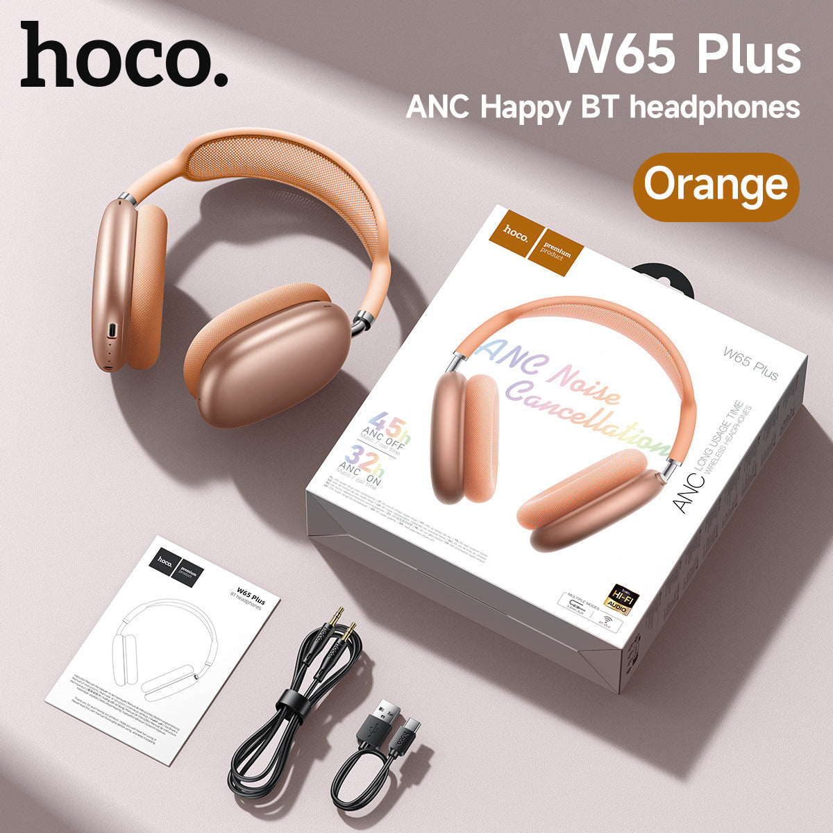 Borofone Bo35 Plus Head-Mounted Anc Noise-Cancelling Wireless Bluetooth Headphones Air Pods Over-Ear Max